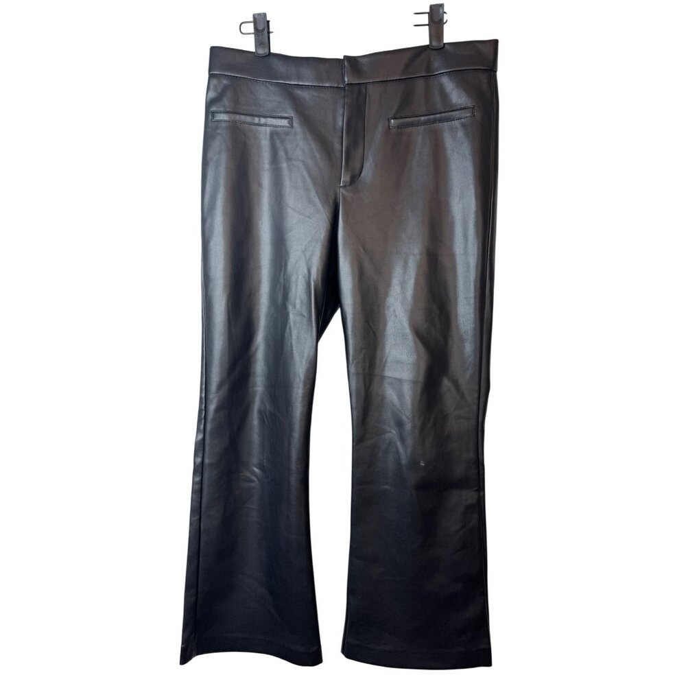 Zara Large Faux Leather Black Pants Wide Leg